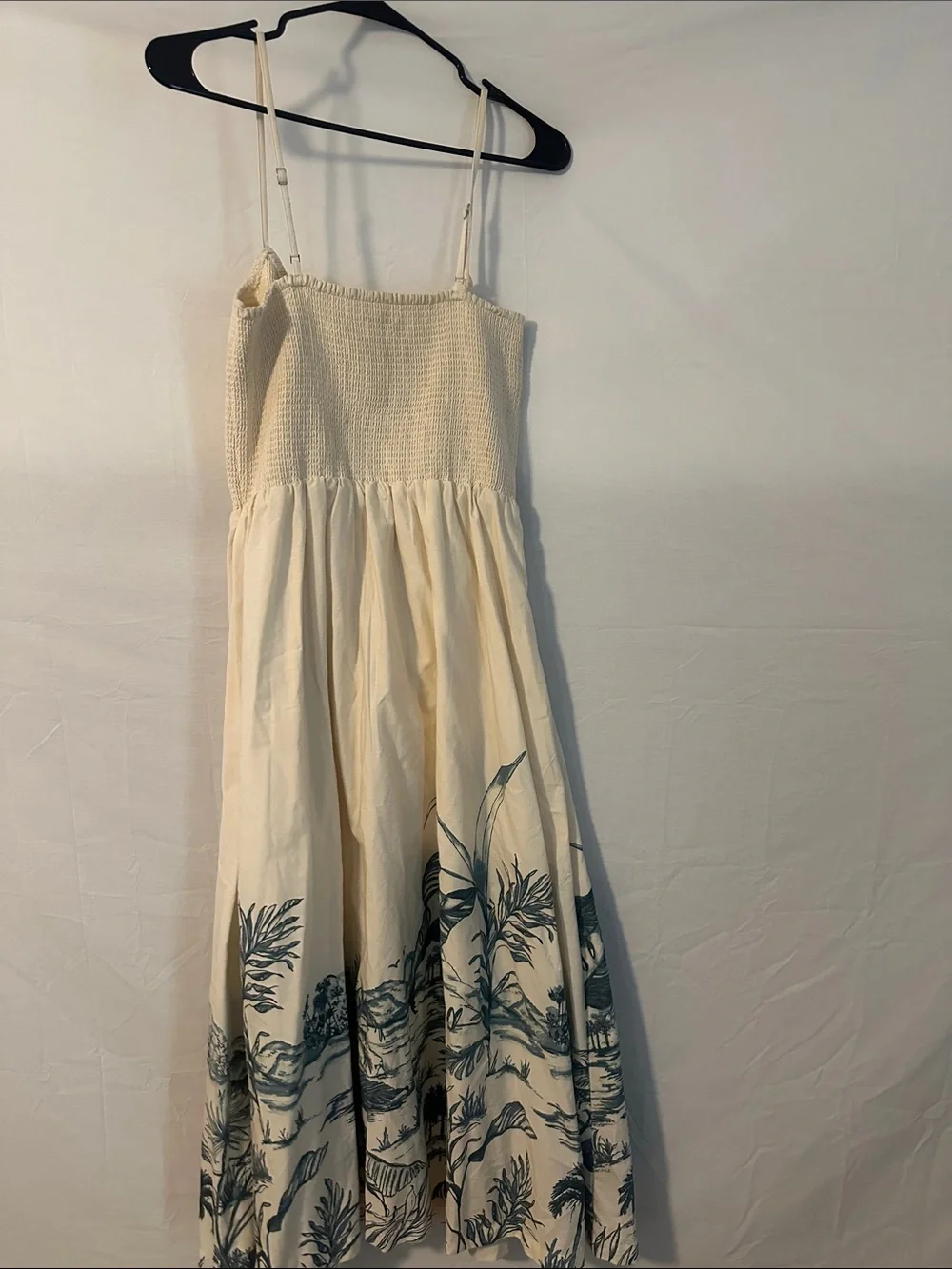 Abercrombie & Fitch Cream Maxi Dress with Blue Botanical Border